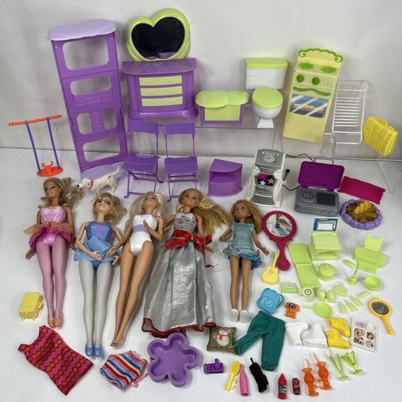 Mattel Other - Barbie Doll Lot Stacie Gown Boots Furniture Folding Chairs Pots Pans Karaoke